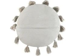 2 poduszki ozdobne okrągłe frędzle 45 cm szare
