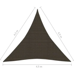 Żagiel przeciwsłoneczny, 160 g/m², brązowy, 4,5x4,5x4,5 m