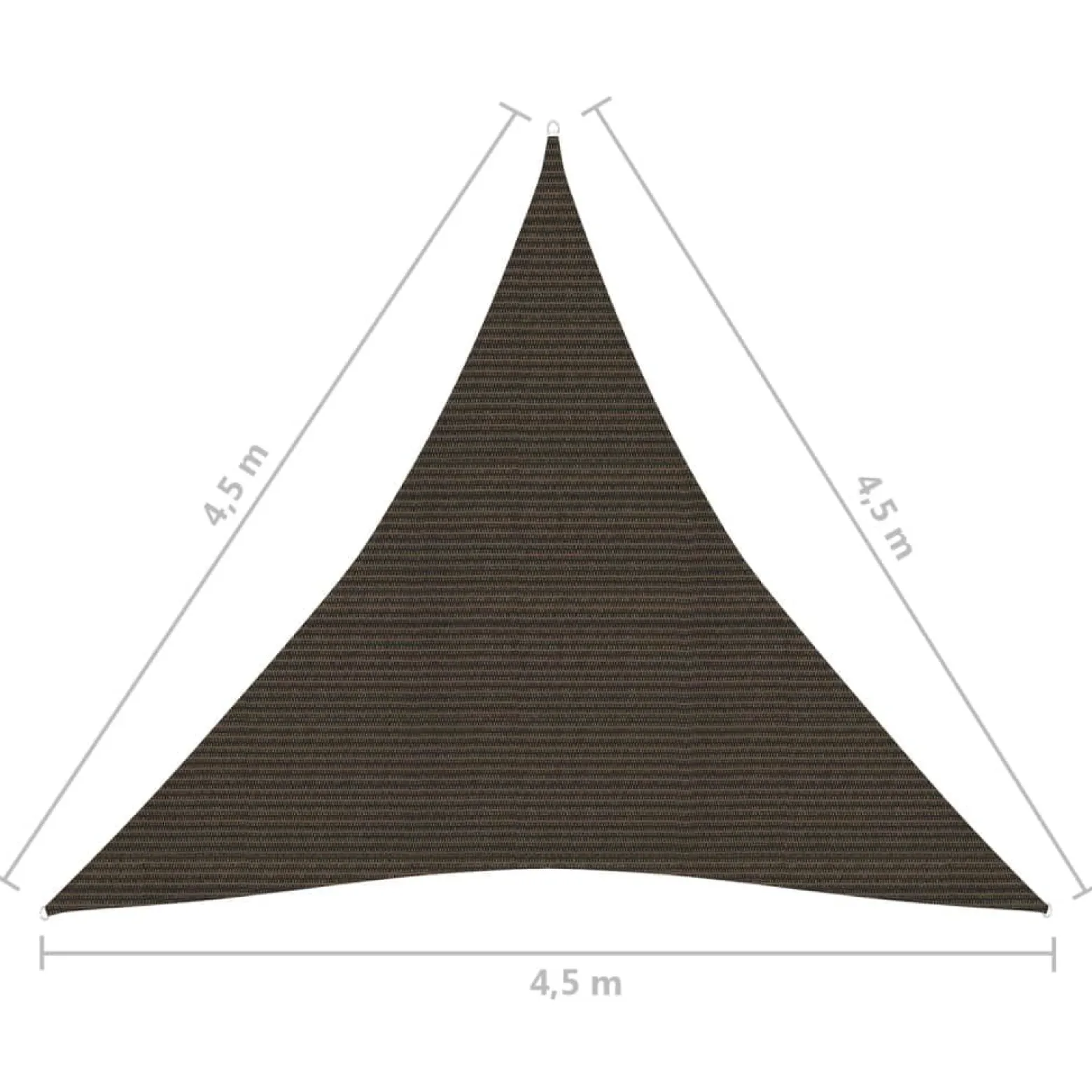 Żagiel przeciwsłoneczny, 160 g/m², brązowy, 4,5x4,5x4,5 m