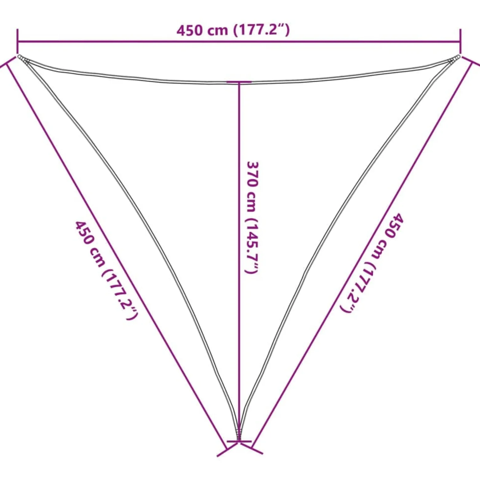 Żagiel przeciwsłoneczny, 160 g/m², brązowy, 4,5x4,5x4,5 m