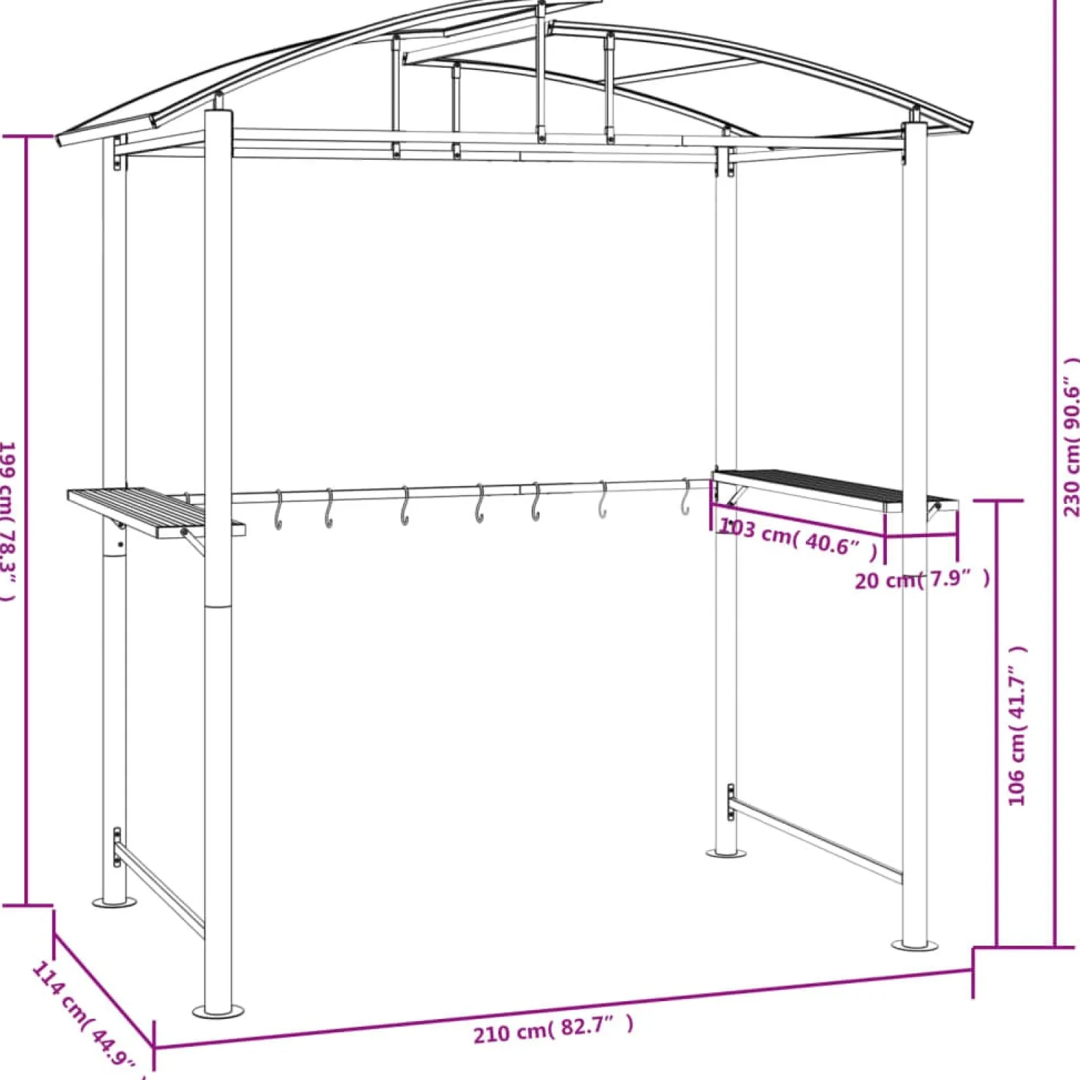 Altana Nad Grill Zadaszenie Nad Grill Antracytowe 210x114x230 cm