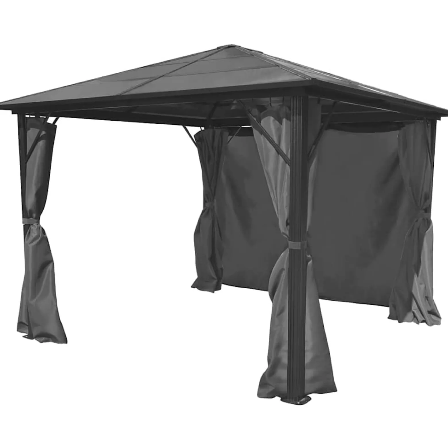 Altana Ogrodowa z Zasłonami Pergola Namiot Ogrodowy Antracyt 300x300 cm