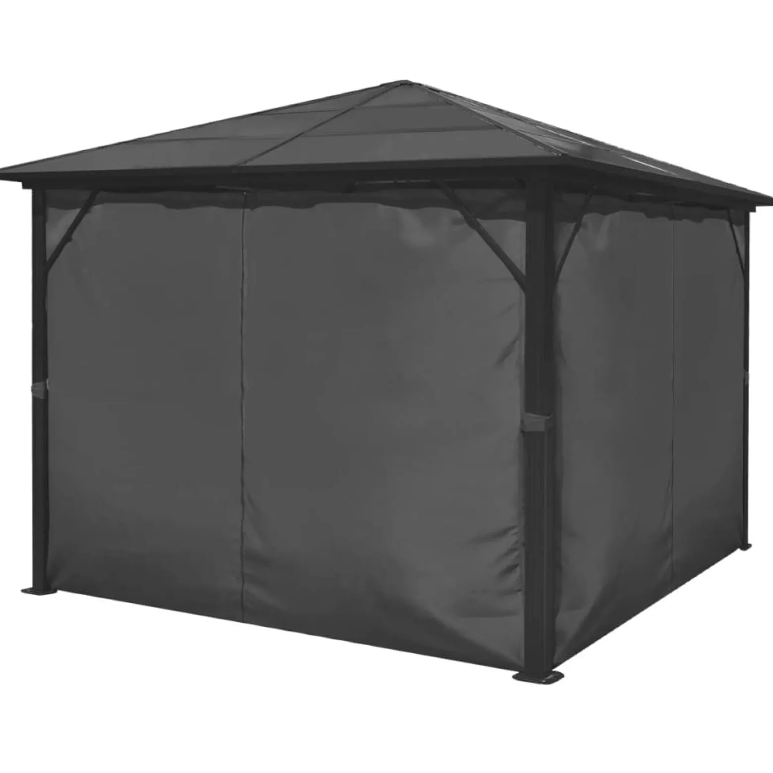 Altana Ogrodowa z Zasłonami Pergola Namiot Ogrodowy Antracyt 300x300 cm