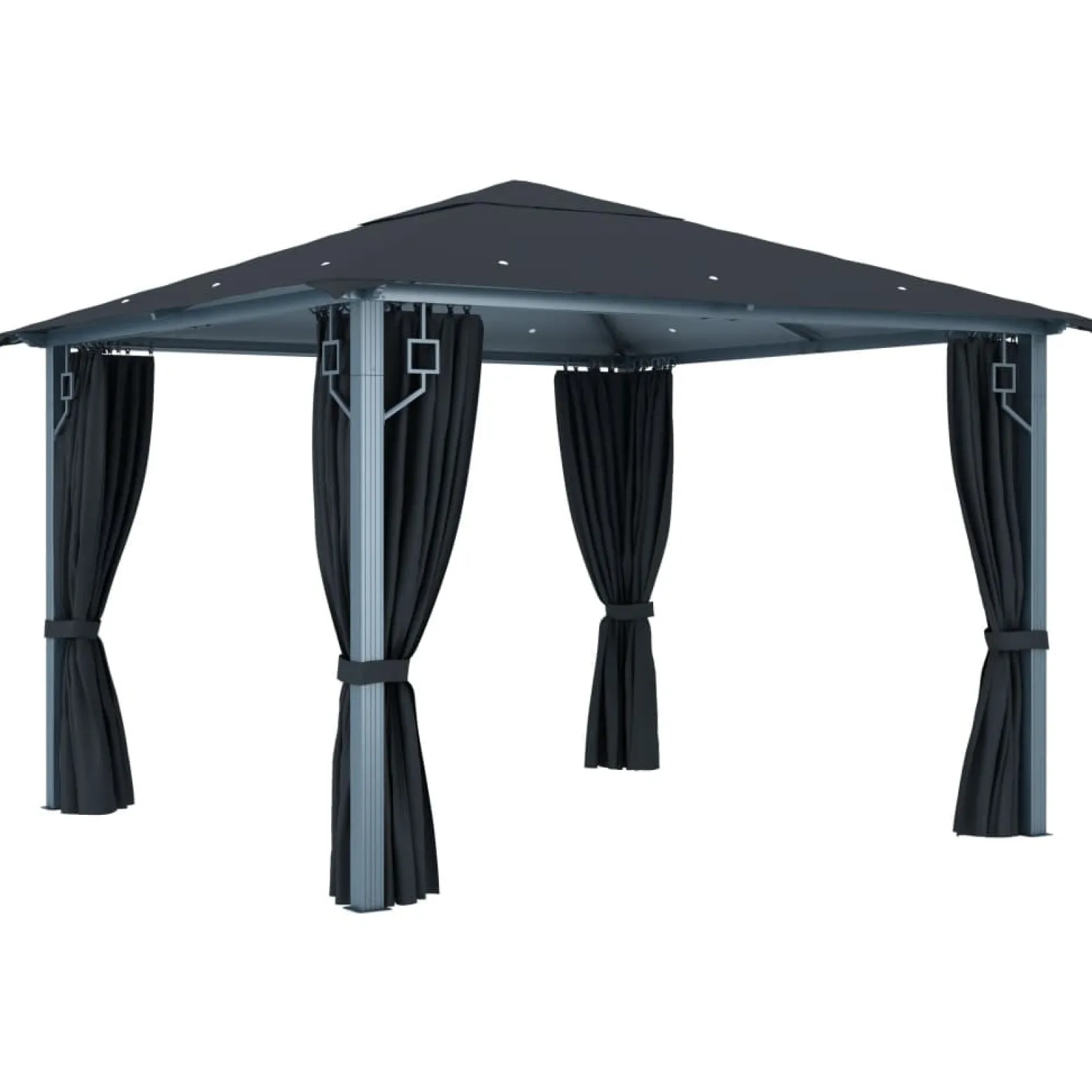 Altana Ogrodowa z Zasłonami Pergola Namiot Ogrodowy Antracyt 300x300 cm