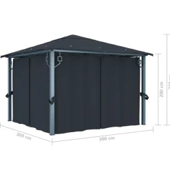 Altana Ogrodowa z Zasłonami Pergola Namiot Ogrodowy Antracyt 300x300 cm