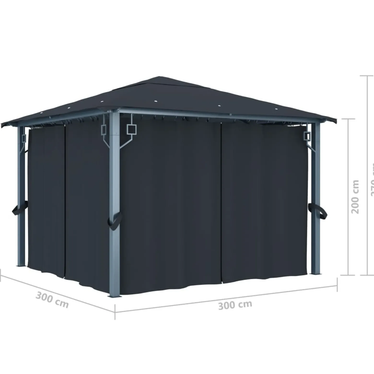 Altana Ogrodowa z Zasłonami Pergola Namiot Ogrodowy Antracyt 300x300 cm