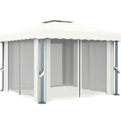 Altana Ogrodowa z Zasłonami Pergola Namiot Ogrodowy Kremowy 3 x 3 m