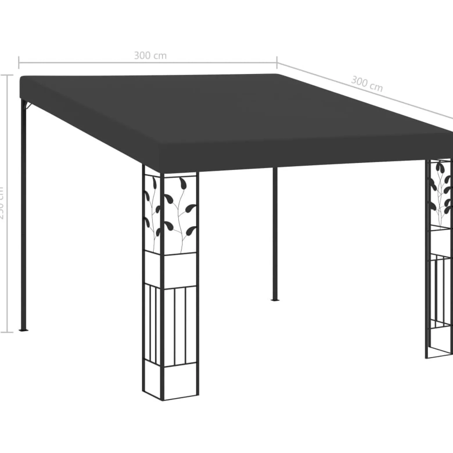 Altana przyścienna, 3 x 3 x 2,5 m, antracytowa