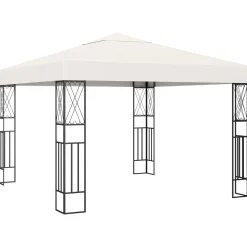 Altana ze sznurem lampek LED, 3x3 m, kremowa tkanina