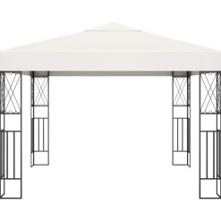Altana ze sznurem lampek LED, 3x3 m, kremowa tkanina