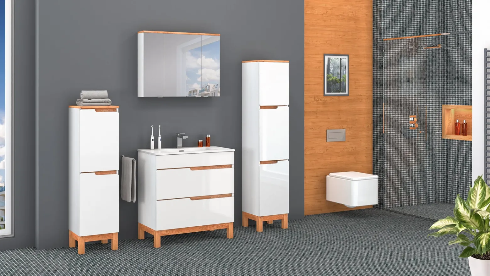 Astor Półsłupek 35 cm Spek Biały Połysk