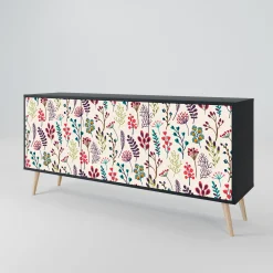 AUTUMN SUNDRIES Komoda 3 drzwi Czarna-Bukowa skośna