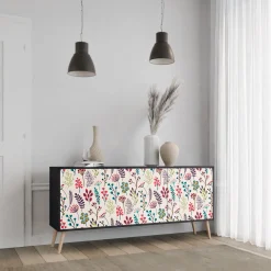 AUTUMN SUNDRIES Komoda 3 drzwi Czarna-Bukowa skośna