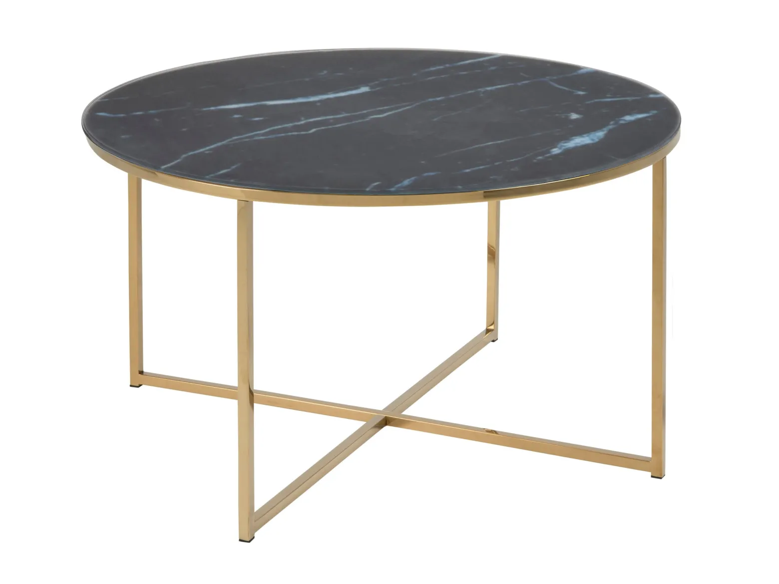 Ława okrągła 80 cm Marbela Black ze złotym metalem