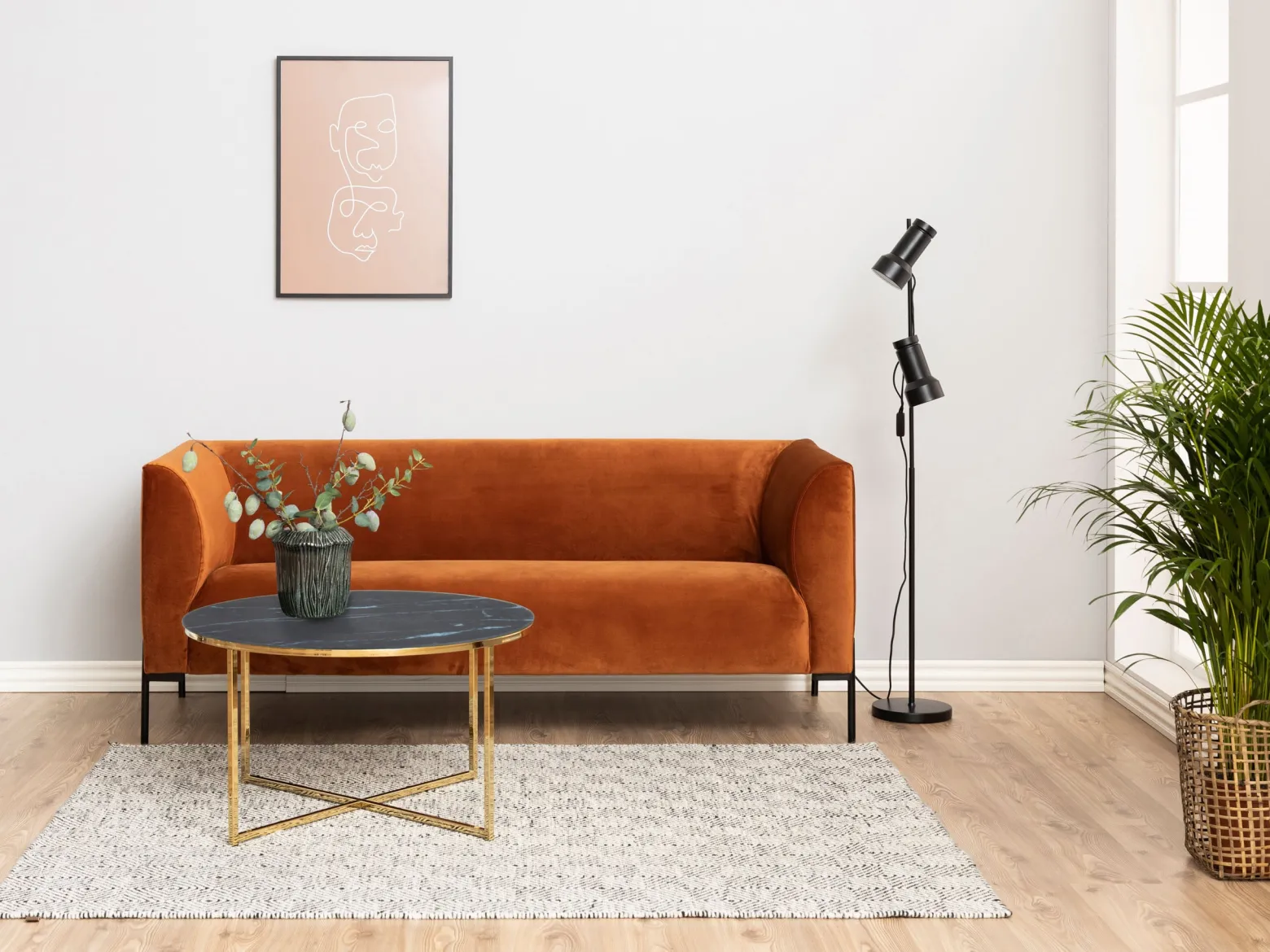 Ława okrągła 80 cm Marbela Black ze złotym metalem