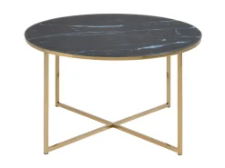 Ława okrągła 80 cm Marbela Black ze złotym metalem