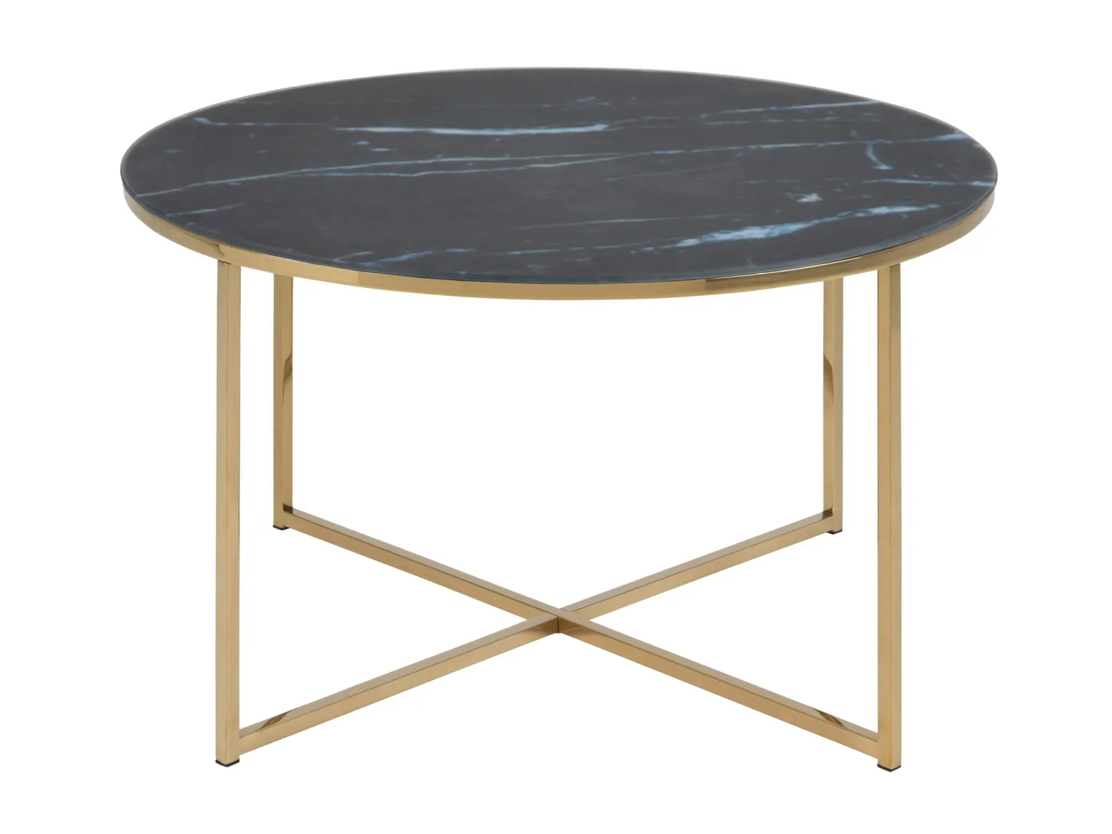 Ława okrągła 80 cm Marbela Black ze złotym metalem