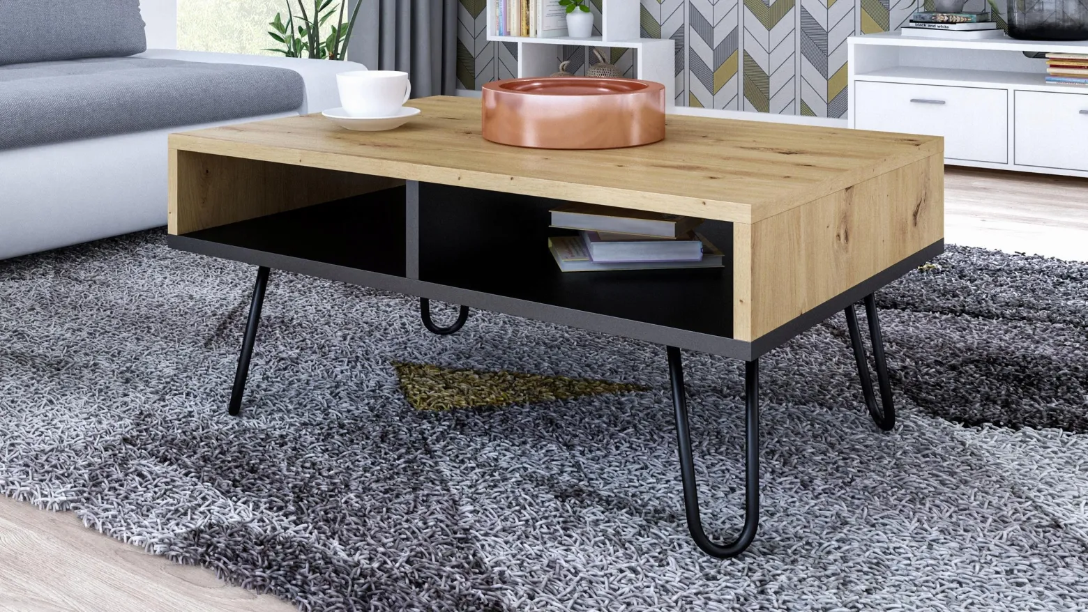 Ława stolik kawowy DORA artisan czarny loft retro