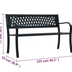 Ławka ogrodowa Czarny 125 cm Metal vidaXL