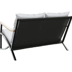 Ławka ogrodowa z poduszkami, 120 cm, czarna, stalowa