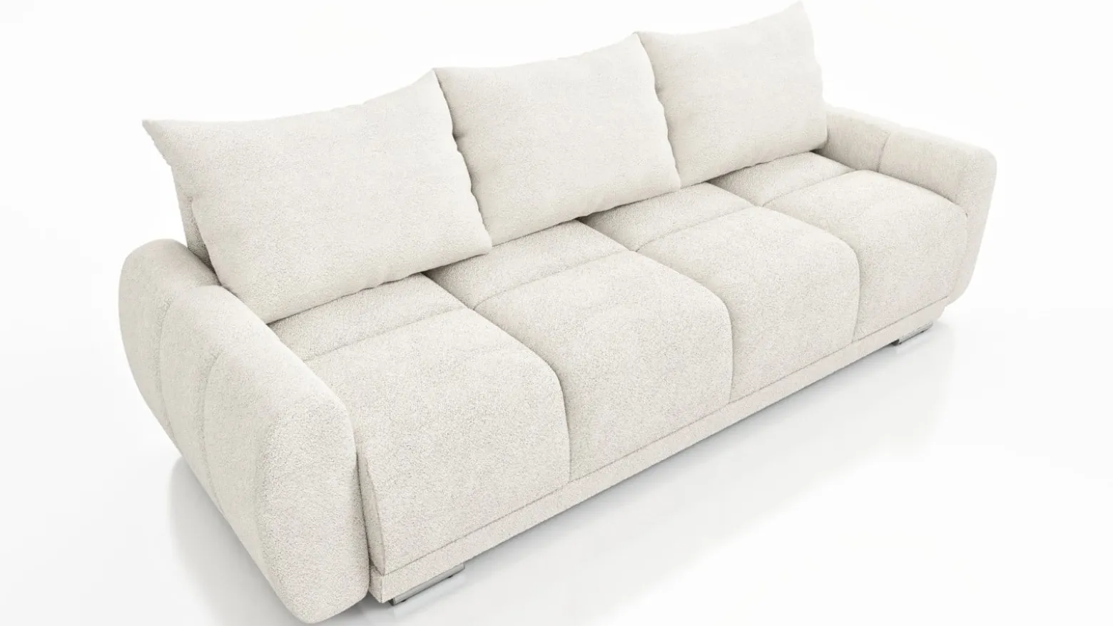 Biała kanapa pikowana z funkcją spania sofa rozkładana wersalka Honey 3