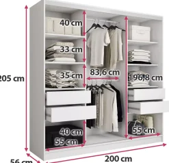 Biała szafa przesuwna 200 cm TOP