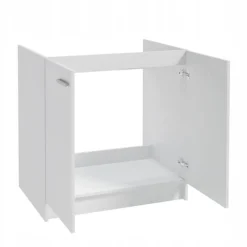 Biała Szafka Kuchenna Zlew 2 Komory 80 x 50cm Bateria Elastyczna Czarna 2w1
