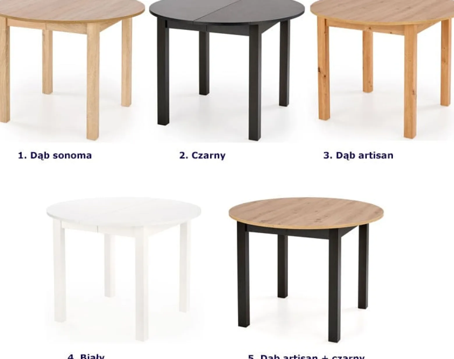 Biały okrągły stół rozkładany 102142 cm - Avrix