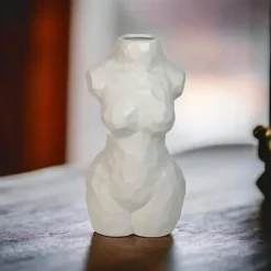 Biały Wazon na Bukiet Dekoracyjny Kobiece Ciało Flakon Kształt Kobiety 30cm