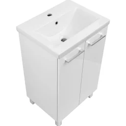 Biały Zestaw do Łazienki Stojący 50cm Szafka z Umywalką
