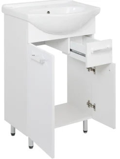 Biały Zestaw do Łazienki Stojący 55cm 6 Elementów