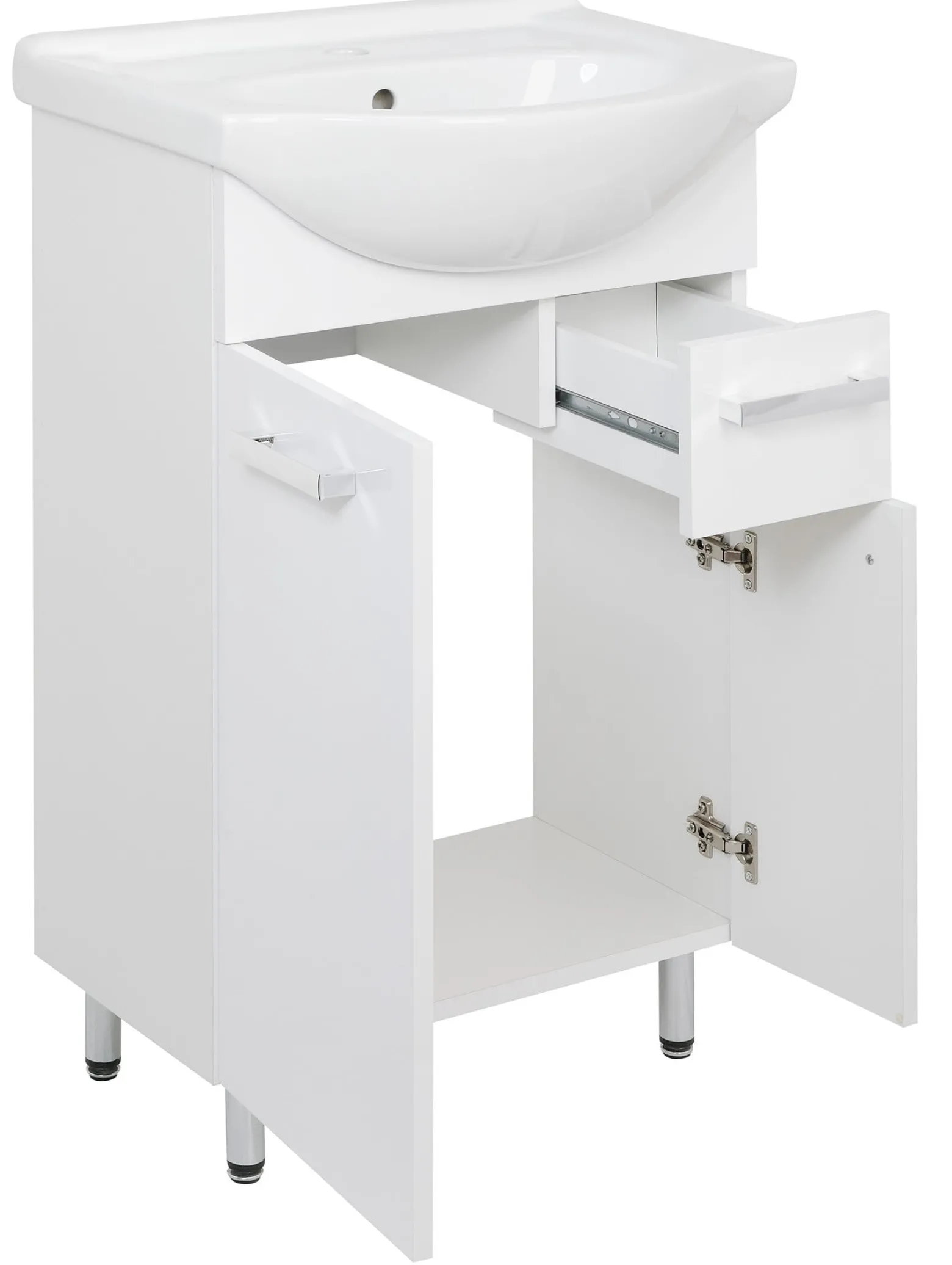 Biały Zestaw do Łazienki Stojący 55cm 6 Elementów