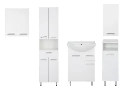 Biały Zestaw do Łazienki Stojący 55cm 6 Elementów Lupo