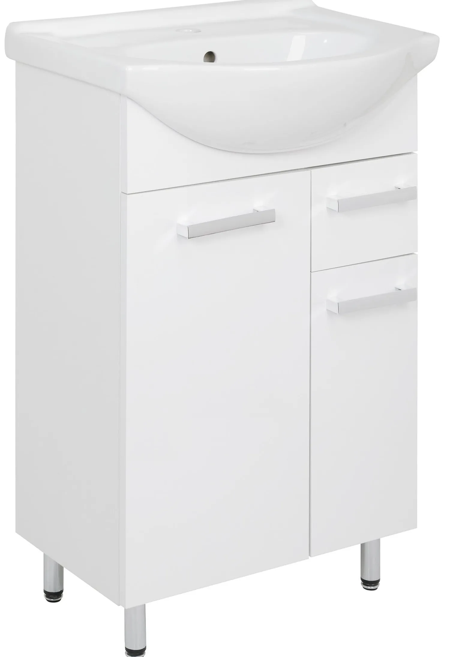 Biały Zestaw do Łazienki Stojący 55cm 6 Elementów Lupo