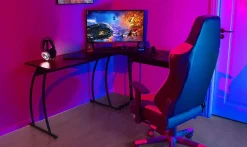 Biurko narożne gamingowe biurowe LOFT szkolny stół czarny