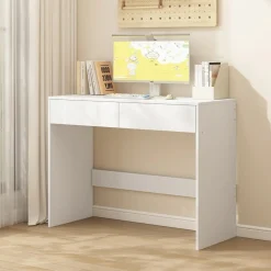 Biurko komputerowe białe nowoczesne z 2 szufladami loft toaletka 100cm