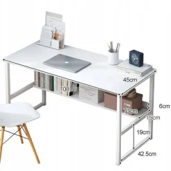 Biurko komputerowe stolik loft białe młodzieżowe z półką nowoczesne 100 cm
