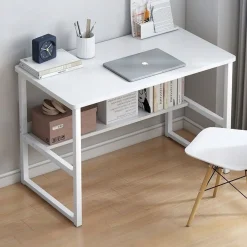 Biurko komputerowe stolik loft białe młodzieżowe z półką nowoczesne 100 cm