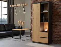 Biurowy regał na dokumenty antracyt + dąb artisan - Zyax
