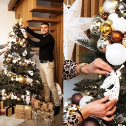 Bombki choinkowe 101 szt. zawieszki brązowe, rose gold