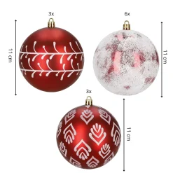 Bombki choinkowe czerwone 12 szt. 11 cm komplet ozdoby świąteczne zdobione