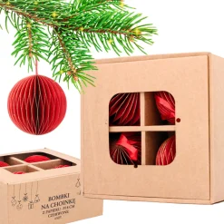 Bombki Z Papieru 4szt. Ozdoby Choinkowe Zawieszki Świąteczne 8 cm