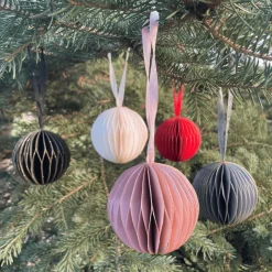 Bombki Z Papieru 4szt. Ozdoby Choinkowe Zawieszki Świąteczne 8 cm