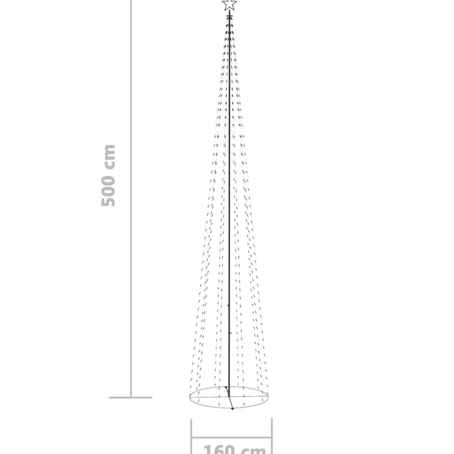 Choinka stożkowa 752 niebieskich lampek LED 160x500 cm