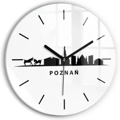 Cichy Zegar Dekoracyjny ścienny Poznań panorama grafika fi30