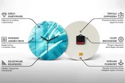 Cichy Zegar Dekoracyjny ścienny Poznań panorama grafika fi30