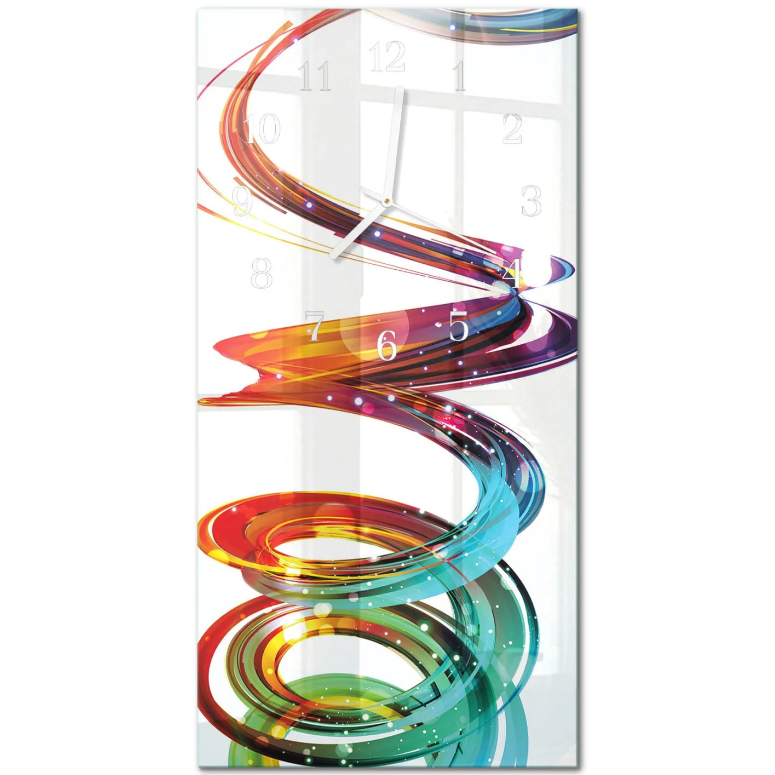Cichy zegar 30x60 Spirala szklany ścienny