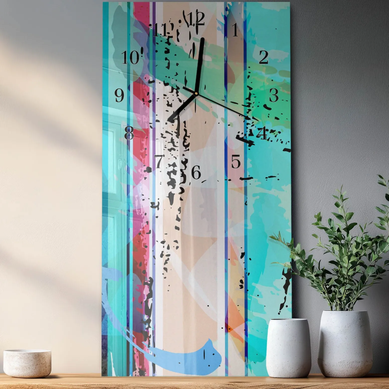 Cichy zegar 30x60 Wzór ozdobny ścienny