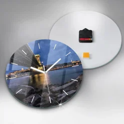 Ścienny Zegar szklany ozdobny Skalisty brzeg pod mostem