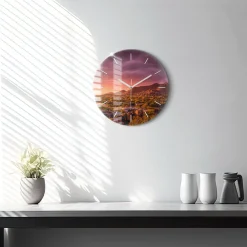 Ścienny Zegar szklany ozdobny Zachód słońca North Scottsdale